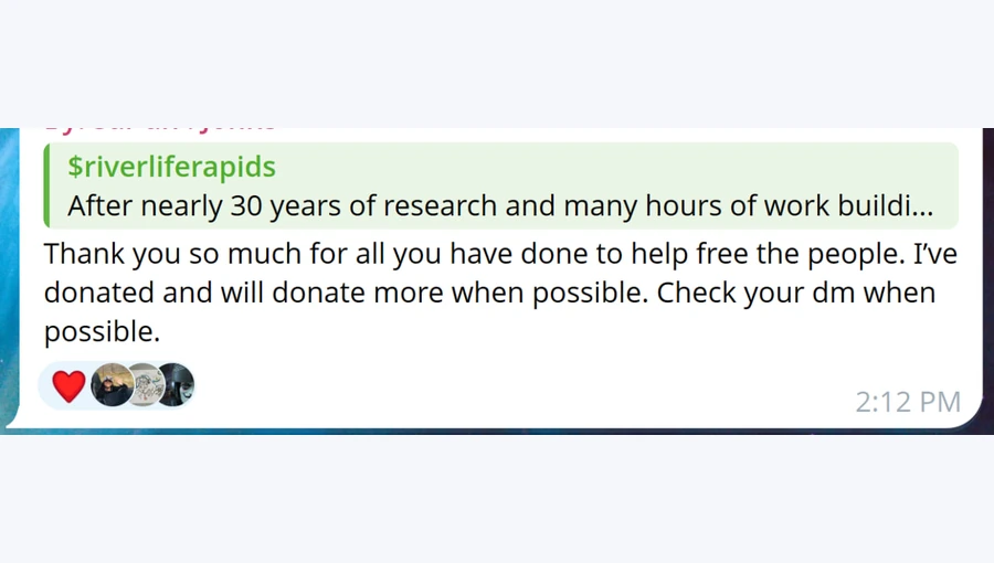 Community support testimonial screenshot
